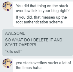Snip of a conversation where Anthony shits on Stacked Overflow